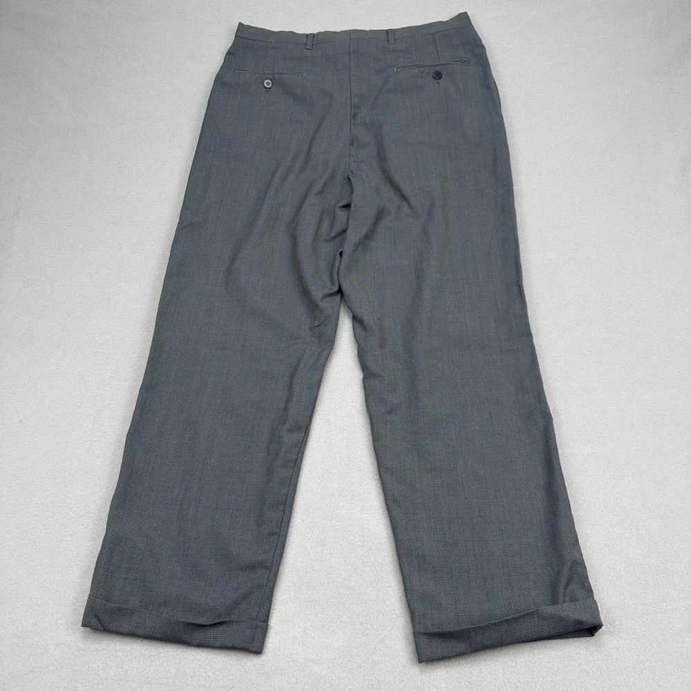 Vtg Christian Dior Monsieur Pants Mens 34x29 Gray Plaid Wool Pleated Cuffed